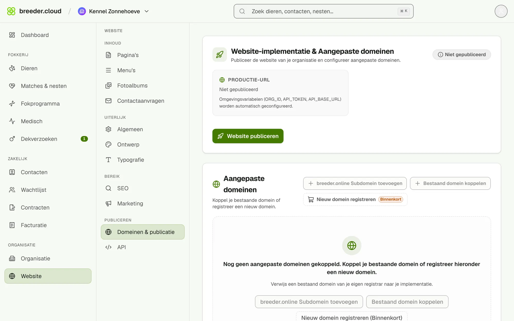 Publicatie en aangepaste domeinen
